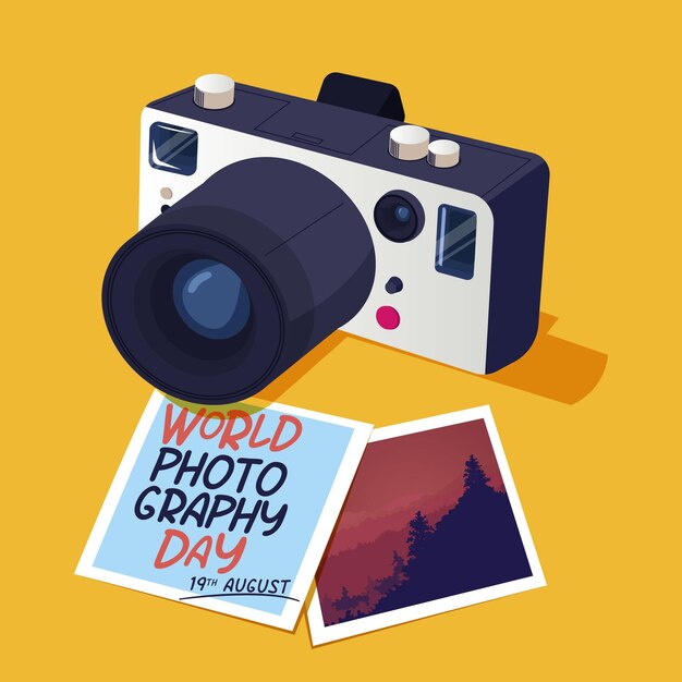 World photography day with pictures and camera