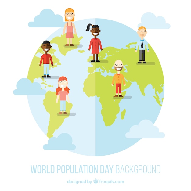 Free vector world population day background in flat design