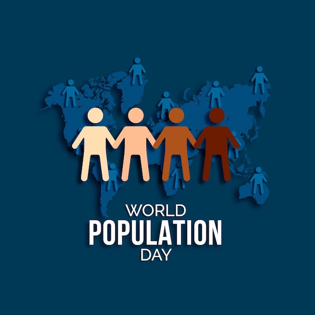 World population day illustration in paper style