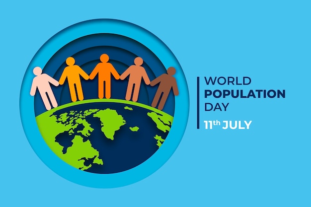 Free Vector world population day illustration in paper style