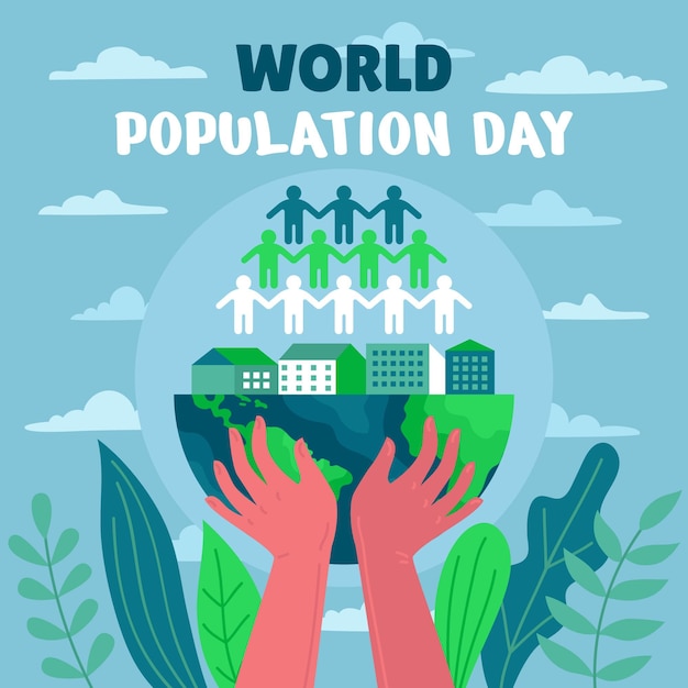 Free Vector world population day illustration