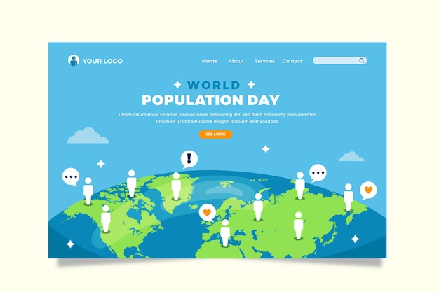 World population day landing page template