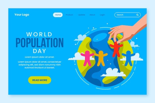 World population day landing page template