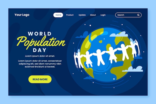 Free vector world population day landing page template