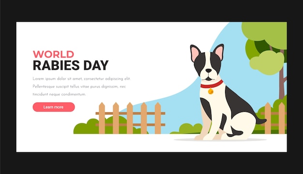 World rabies day hand drawn flat banner