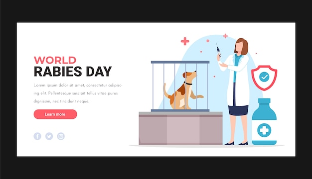 Free Vector world rabies day hand drawn flat banner