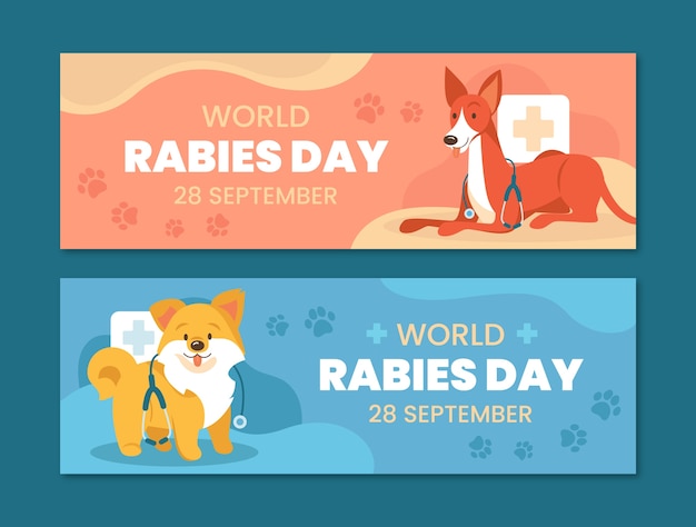 Free Vector world rabies day hand drawn flat horizontal banner