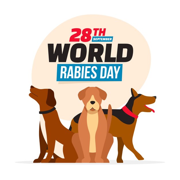 World rabies day hand drawn flat illustration