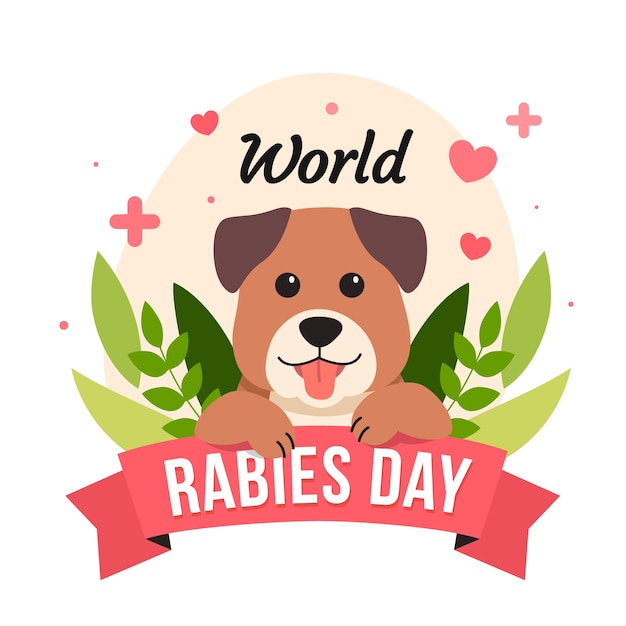 World rabies day hand drawn flat illustration