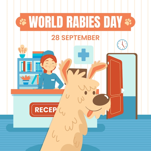 Free Vector world rabies day hand drawn flat illustration