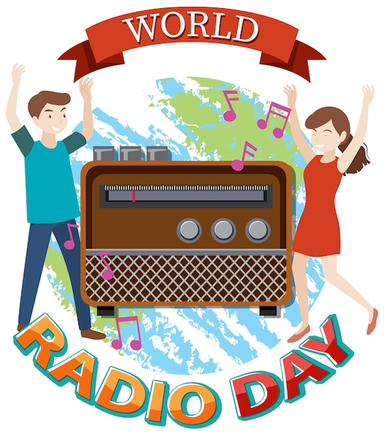 Free vector world radio day banner