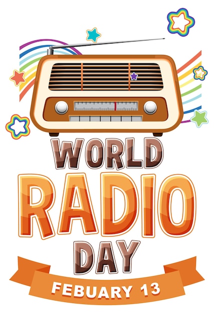 Free vector world radio day banner