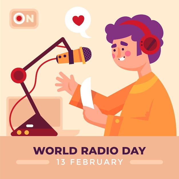 World radio day character talking