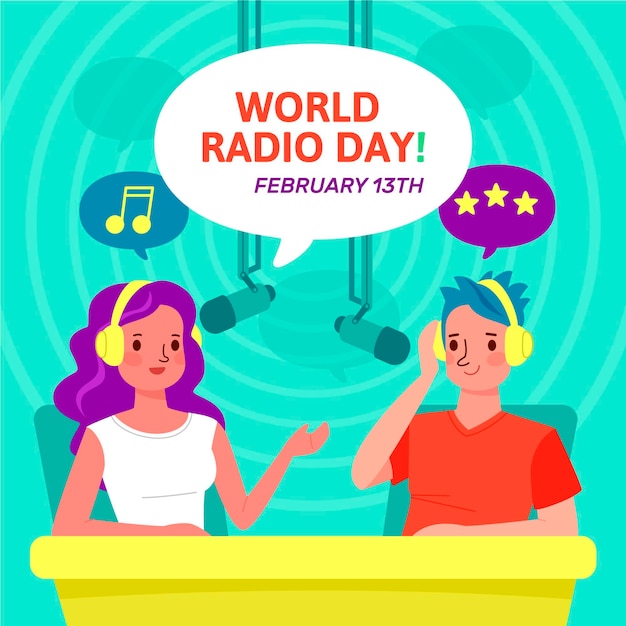 Free Vector world radio day illustration