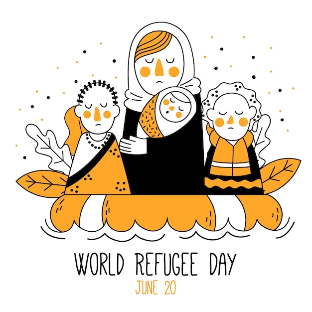 Free Vector world refugee day drawing concept