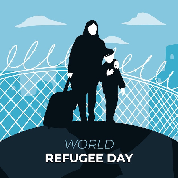 Free Vector world refugee day mother and child