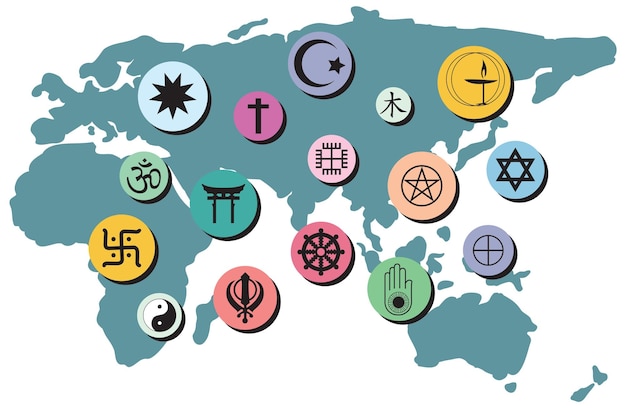 Free Vector world religion symbols concept