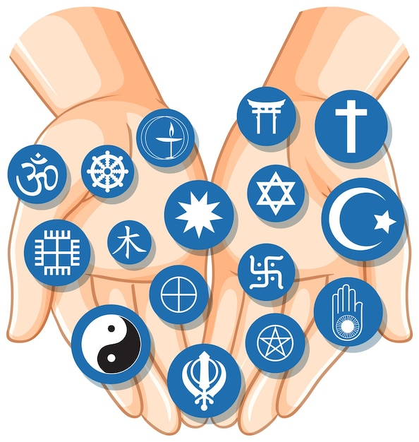 Free Vector world religion symbols concept