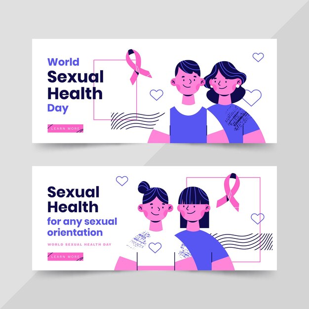 World sexual health day horizontal banners set