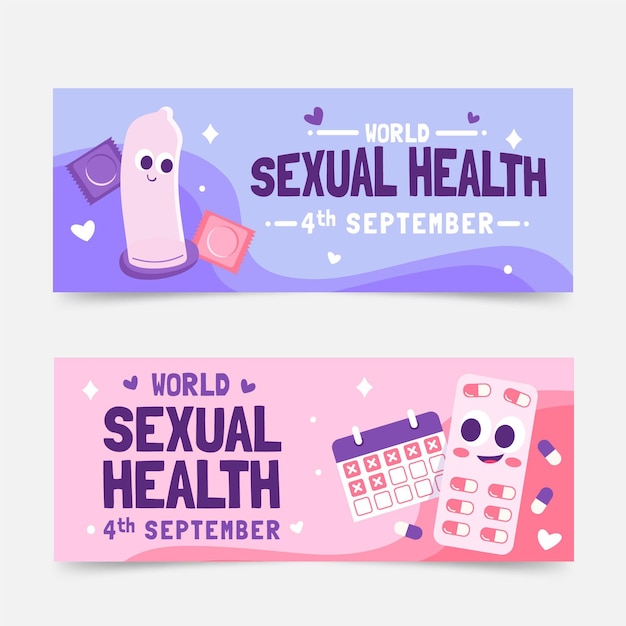 World sexual health day horizontal banners set