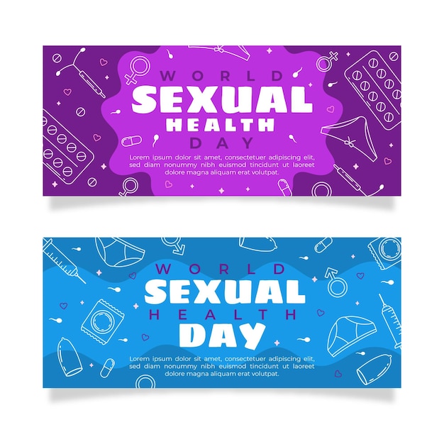 Free Vector world sexual health day horizontal banners set