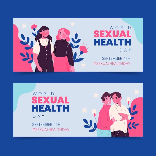 World sexual health day horizontal banners set