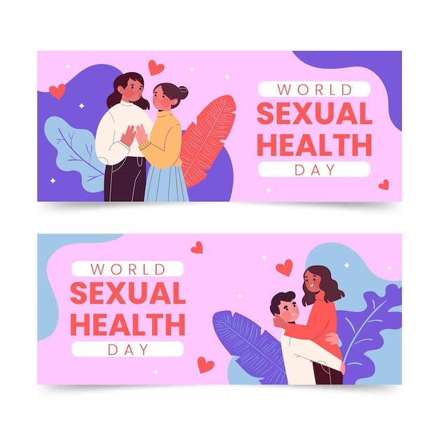 World sexual health day horizontal banners set