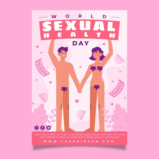 Free Vector world sexual health day vertical flyer template