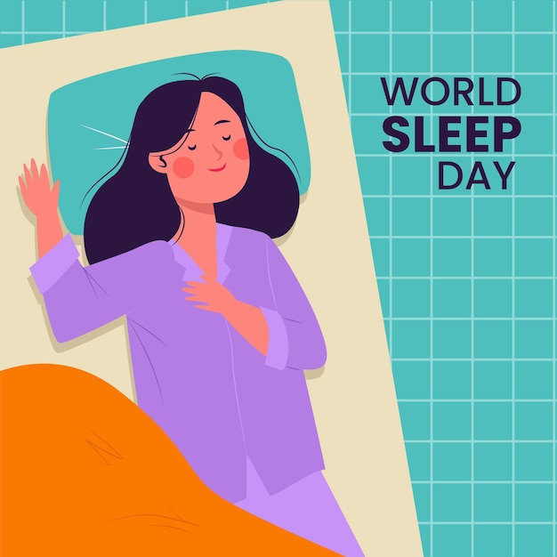 Free Vector world sleep day illustration with woman sleeping