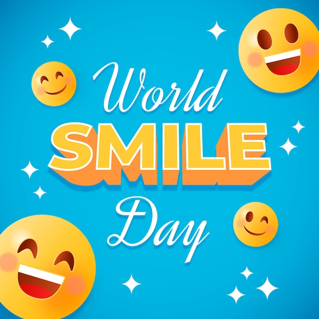 World Smile Day lettering composition with emoticon