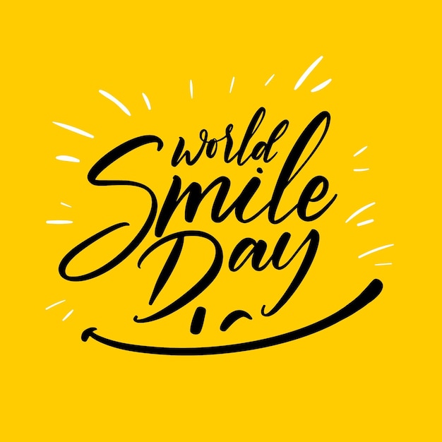 World smile day lettering with happy face