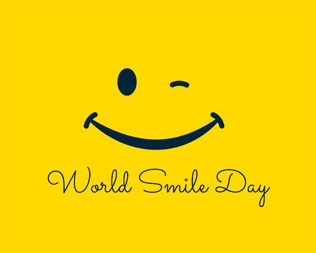 world smile day yellow background with cheerful mood with smiley face vector