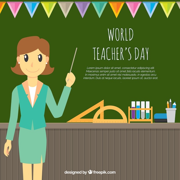 Free vector world teacher day, celebration in class