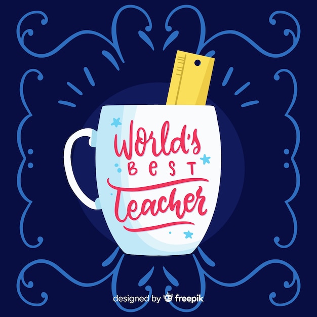 Free Vector world teacher's day lettering background