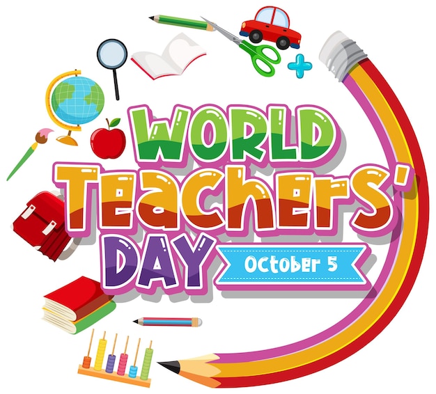 Free Vector world teacher's day logo banner design