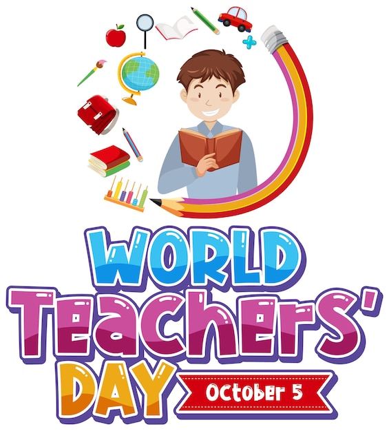 Free Vector world teacher's day logo banner design