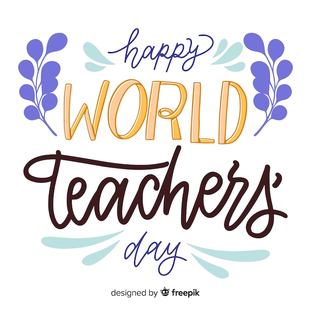 Free Vector world teachers day concept with lettering