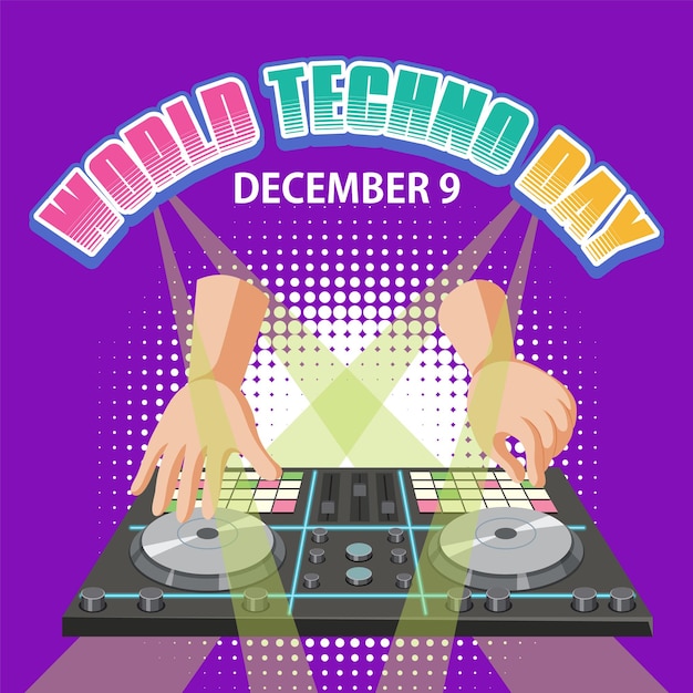 Free Vector world techno day text banner design