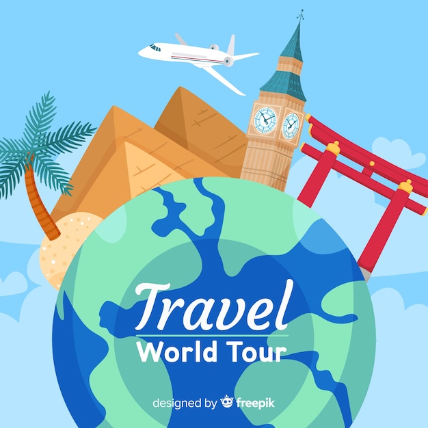 World tourism day background on globe