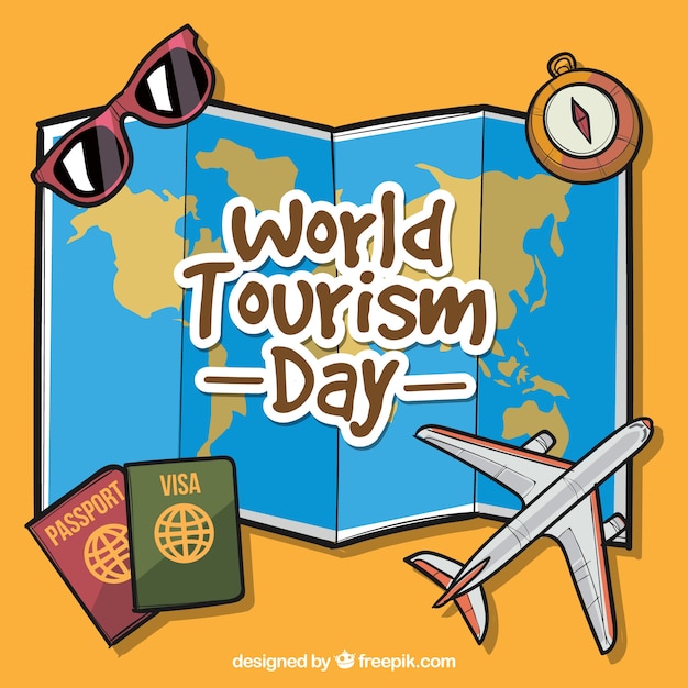 World tourism day background with map