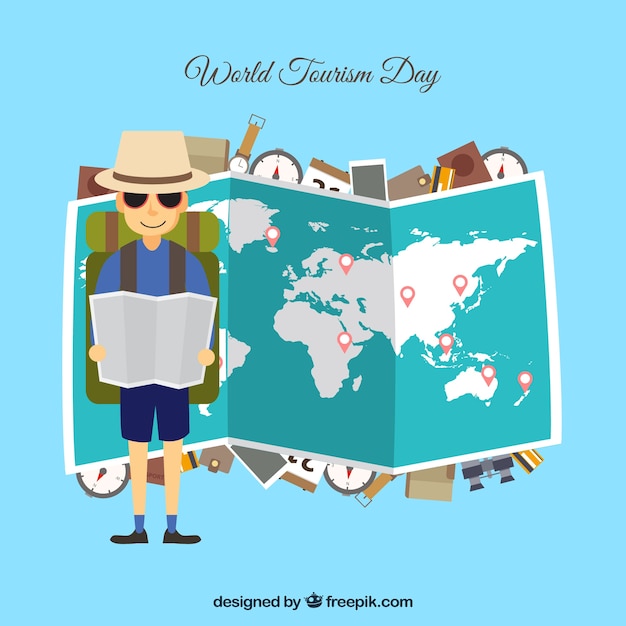 World tourism day background with map