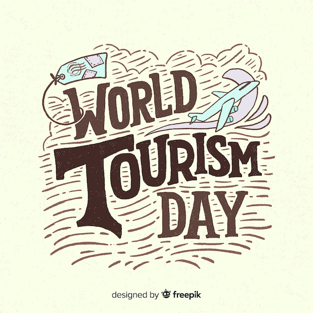 Free Vector world tourism day background with typography