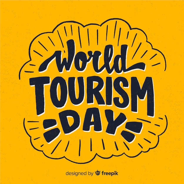 Free vector world tourism day background with typography