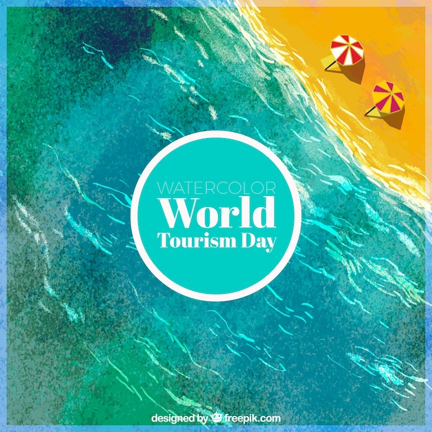 Free Vector world tourism day, beach scene