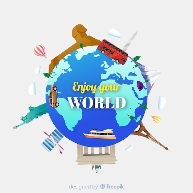 Free Vector world tourism day concept with flat design