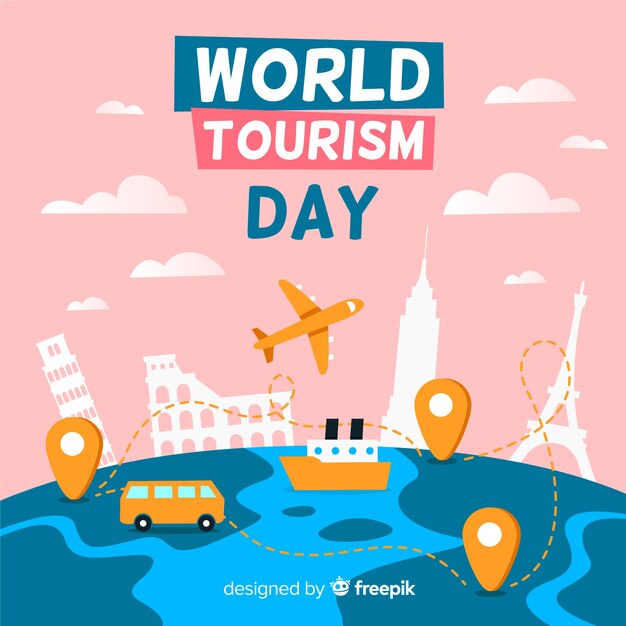 World tourism day event with landmarks