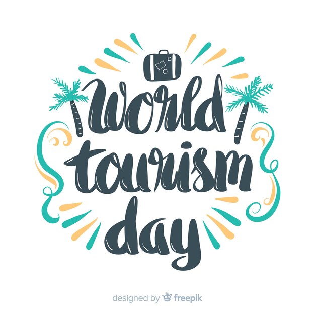 World tourism day lettering background