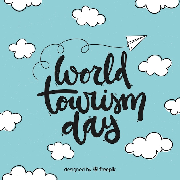 World tourism day lettering background