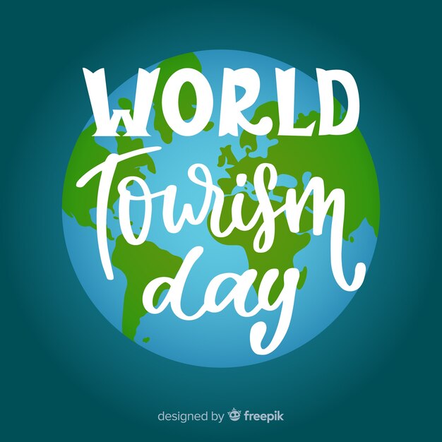 World tourism day lettering background