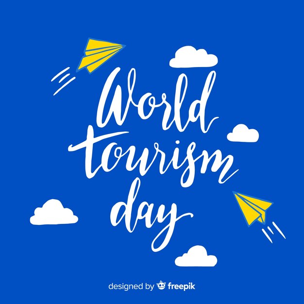 World tourism day lettering background